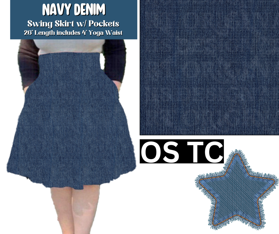 Navy Denim Swing Skirt