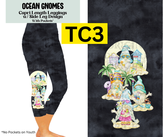 Ocean Gnomes Capri Leggings w/ Side Leg Designs