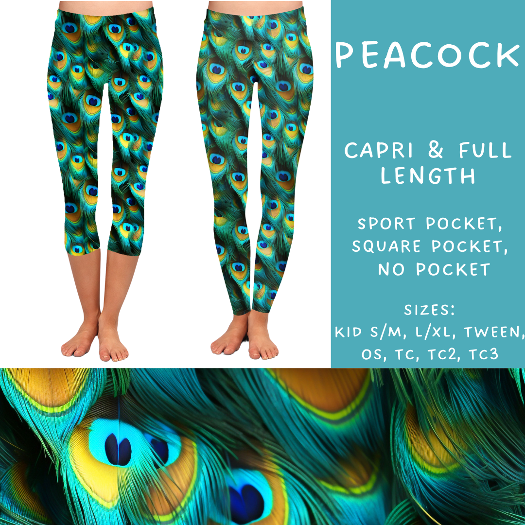 Ready To Ship - Peacock Full and Capri Length Leggings