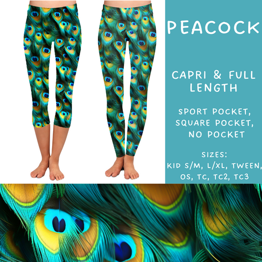 Ready To Ship - Peacock Full and Capri Length Leggings