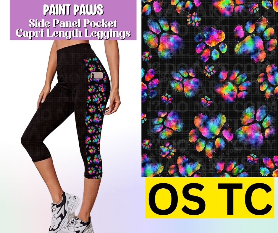 Paint Paws Side Panel Pocket Capri Length Leggings