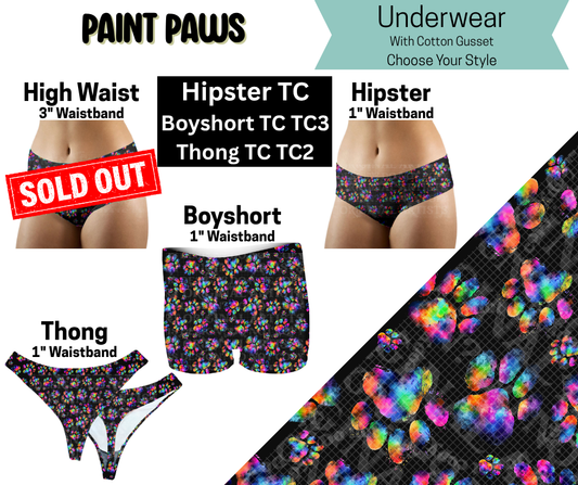 Paint Paws Hipster, Boyshort & Thong Underwear