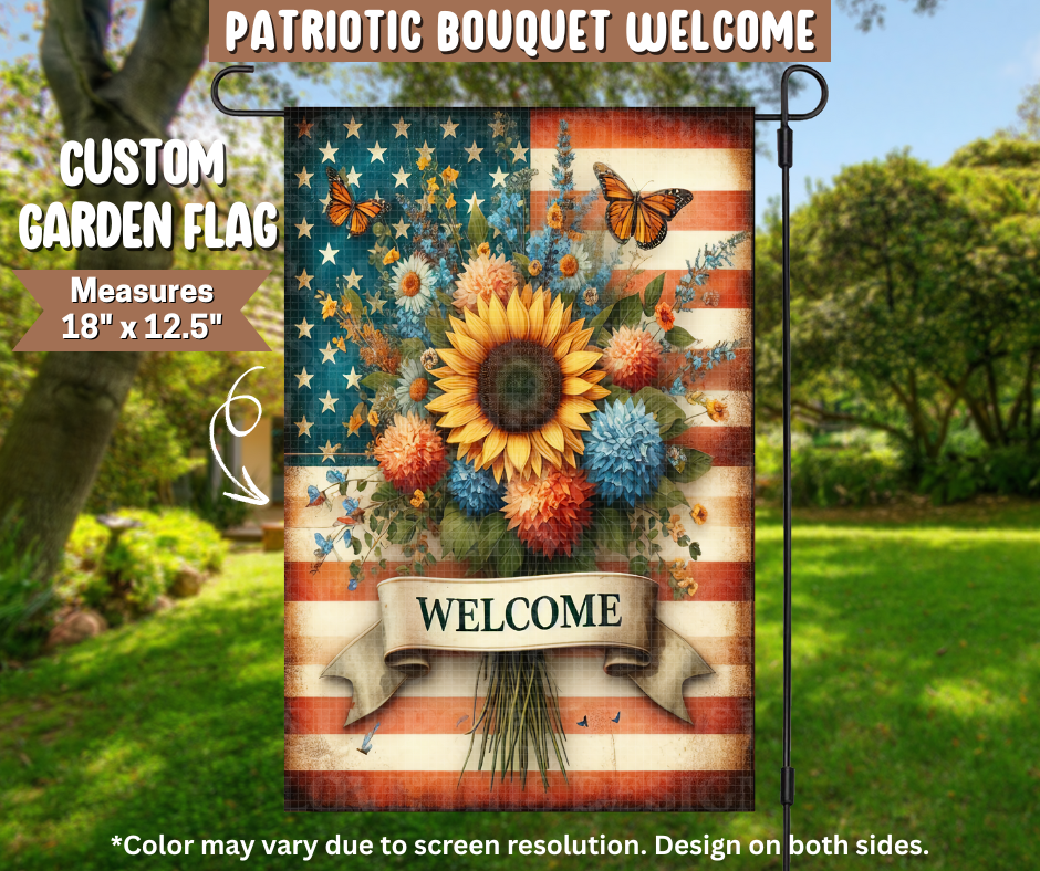 Patriotic Bouquet Welcome Garden Flag