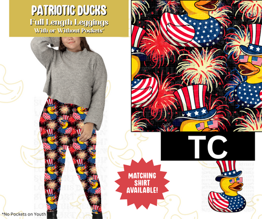 Patriotic Ducks Full Length Leggings w/ Pockets