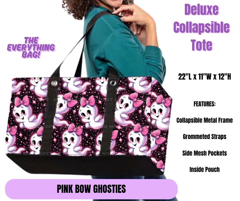 Pink Bow Ghosties Collapsible Tote