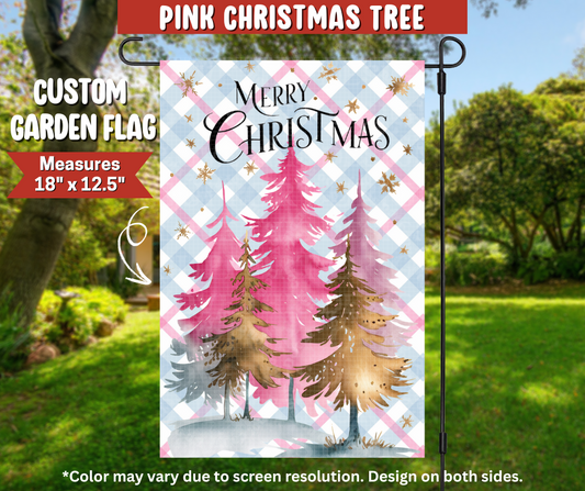 Pink Christmas Tree Garden Flag