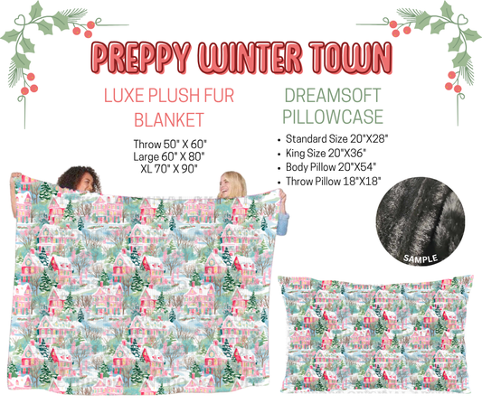 Preorder! Closes 9/3. ETA Dec. Preppy Winter Town Luxe Plush Fur Blanket and/or DreamSoft Pillowcase