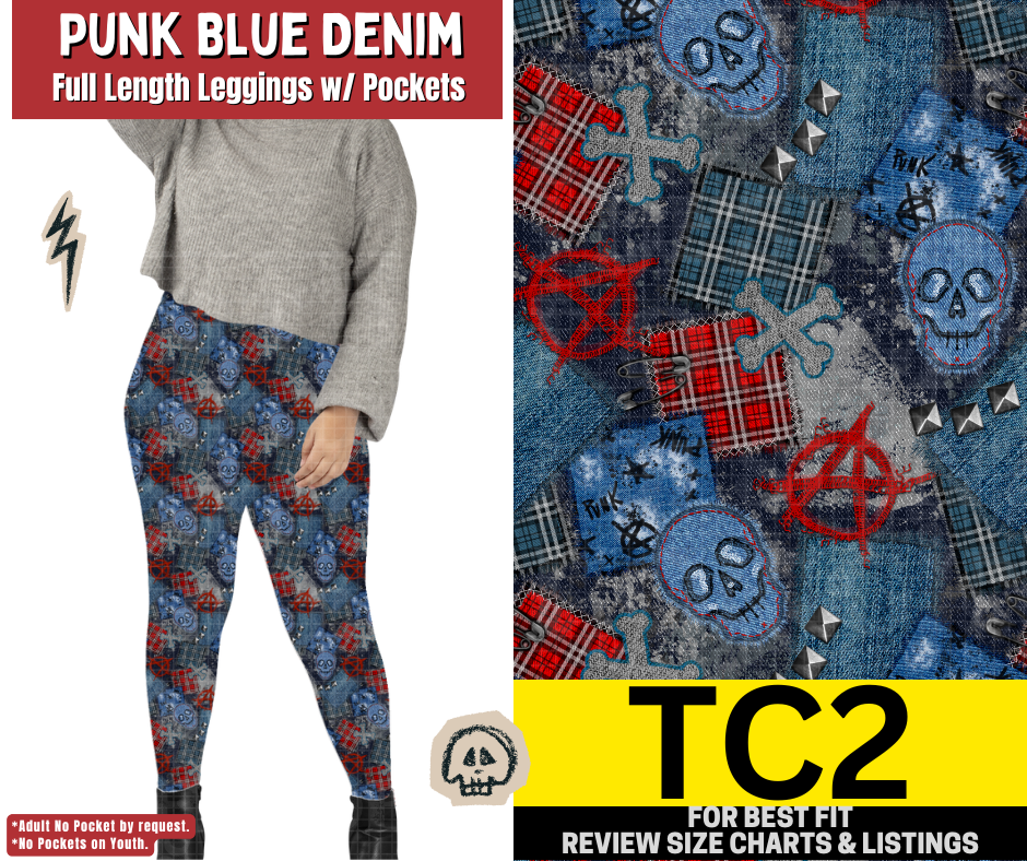 Punk Blue Denim Full Length Leggings w/ Pockets
