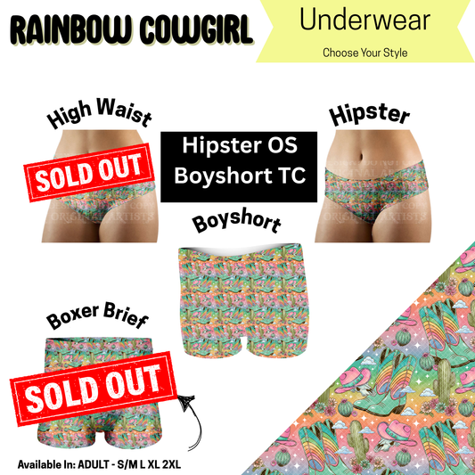 Rainbow Cowgirl Hipster, Boyshort Underwear