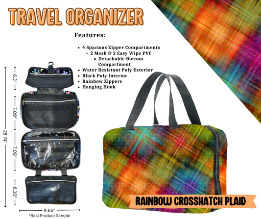 Rainbow Crosshatch Plaid Travel Organizer