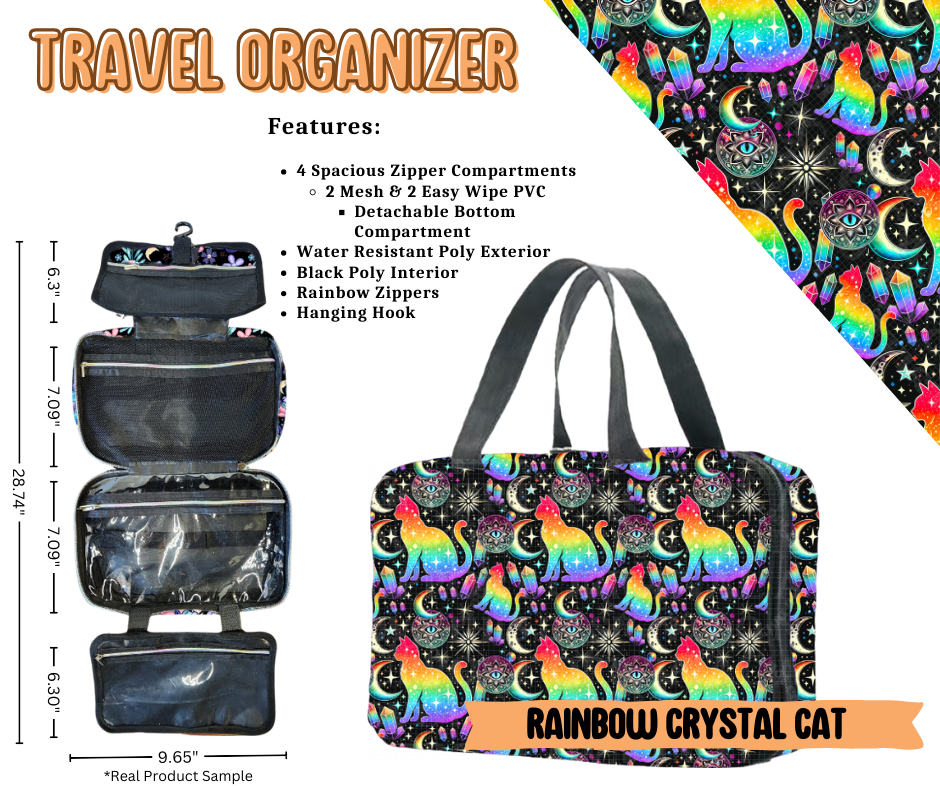 Rainbow Crystal Cat Travel Organizer