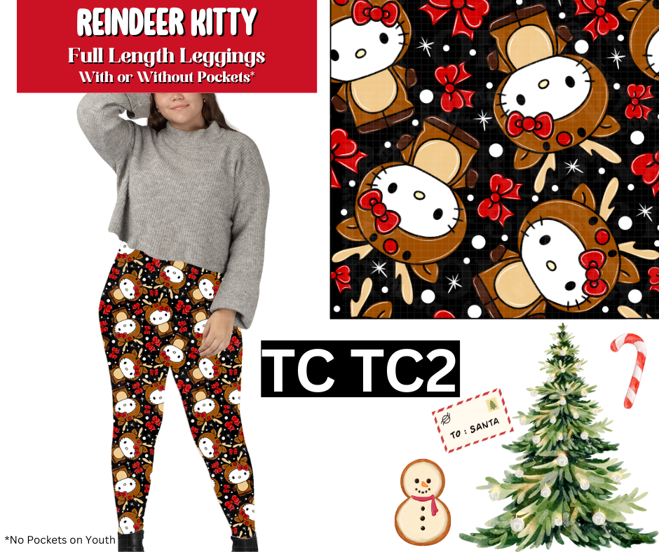 Reindeer Kitty Full Length Leggings w/ Pockets