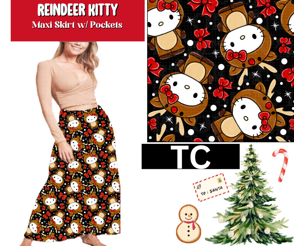 Reindeer Kitty Maxi Skirt