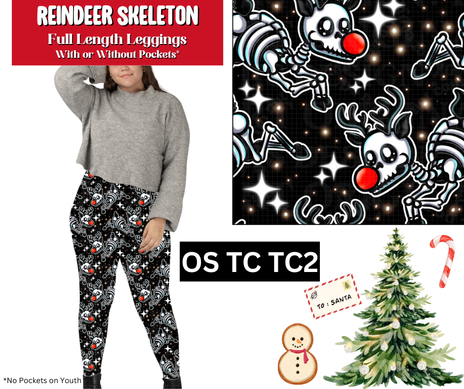 Reindeer Skeleton Full Length Leggings w/ Pockets