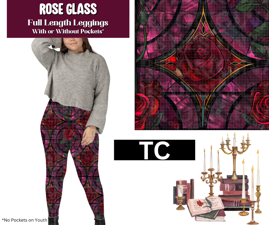 Rose Glass Full Length Leggings w/ Pockets