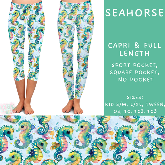 Ready to Ship - Seahorse Capri Length Leggings - Square Pocket OS & TC