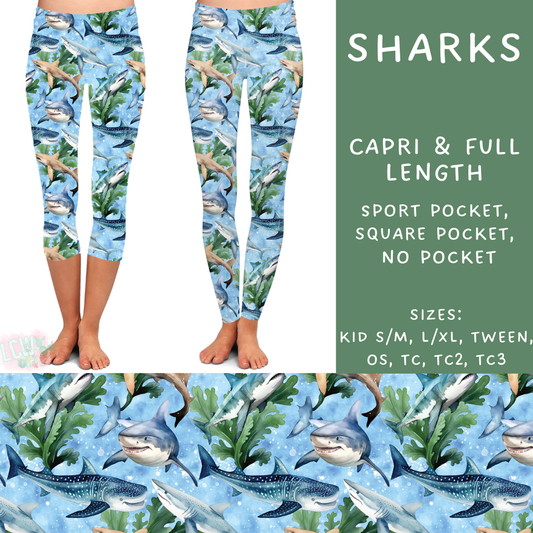 Ready to Ship - Sharks Full Length Leggings & Capris