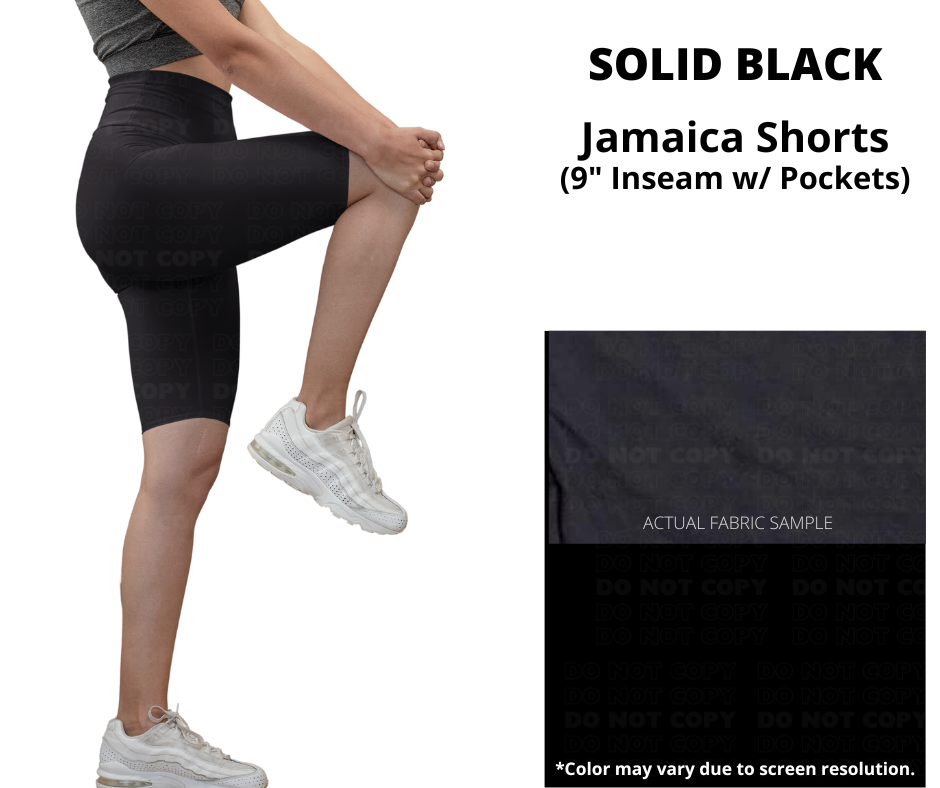 Solid Black Jamaica Shorts w/ Pockets