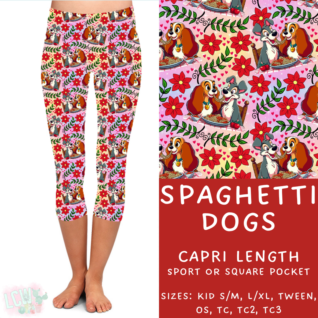 Ready to Ship - Spaghetti Dogs Capri Length Leggings - OS & TC Square Pocket