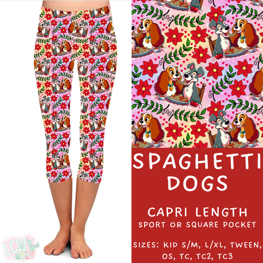 Ready to Ship - Spaghetti Dogs Capri Length Leggings - OS & TC Square Pocket