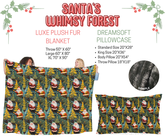 Preorder! Closes 9/3. ETA Dec. Santa's Whimsy Forest Luxe Plush Fur Blanket and/or DreamSoft Pillowcase