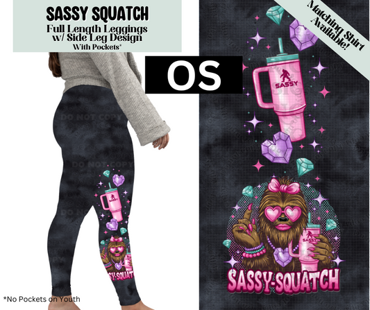 Sassy Squatch Full Length Leggings w/ Side Leg Designs