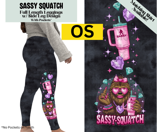 Sassy Squatch Full Length Leggings w/ Side Leg Designs
