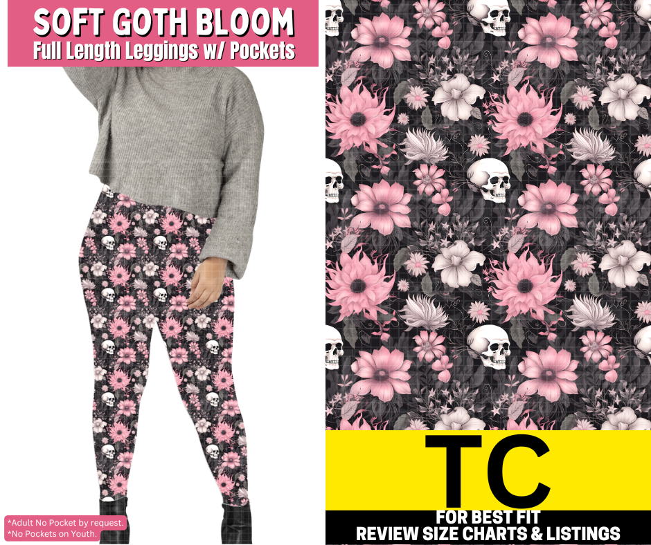 Soft Goth Bloom Full Length Leggings w/ Pockets