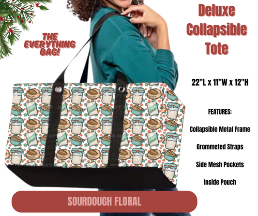 Sourdough Floral Collapsible Tote
