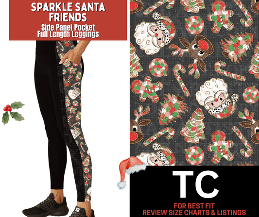 Sparkle Santa Friends Side Panel Pocket Full Length Leggings