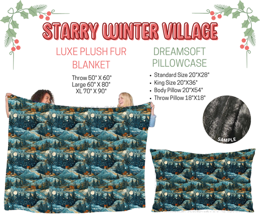 Preorder! Closes 9/3. ETA Dec. Starry Winter Village Luxe Plush Fur Blanket and/or DreamSoft Pillowcase