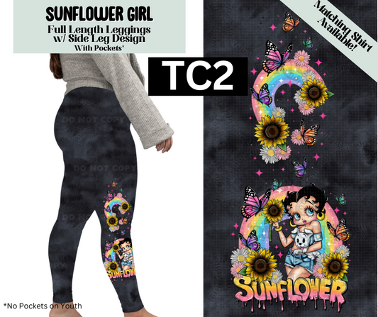 Sunflower Girl Full Length Leggings w/ Side Leg Designs