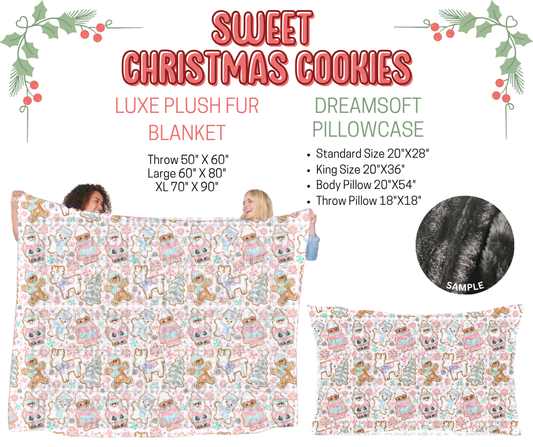 Preorder! Closes 9/3. ETA Dec. Sweet Christmas Cookies Luxe Plush Fur Blanket and/or DreamSoft Pillowcase