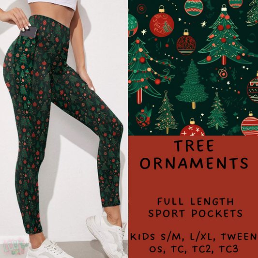 Ready To Ship - Tree Ornaments Leggings - Kids SM