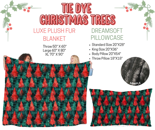 Preorder! Closes 9/3. ETA Dec. Tie Dye Christmas Trees Luxe Plush Fur Blanket and/or DreamSoft Pillowcase