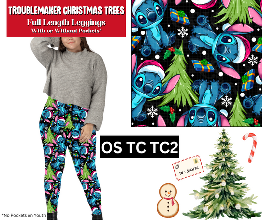 Troublemaker Christmas Trees Full Length Leggings w/ Pockets
