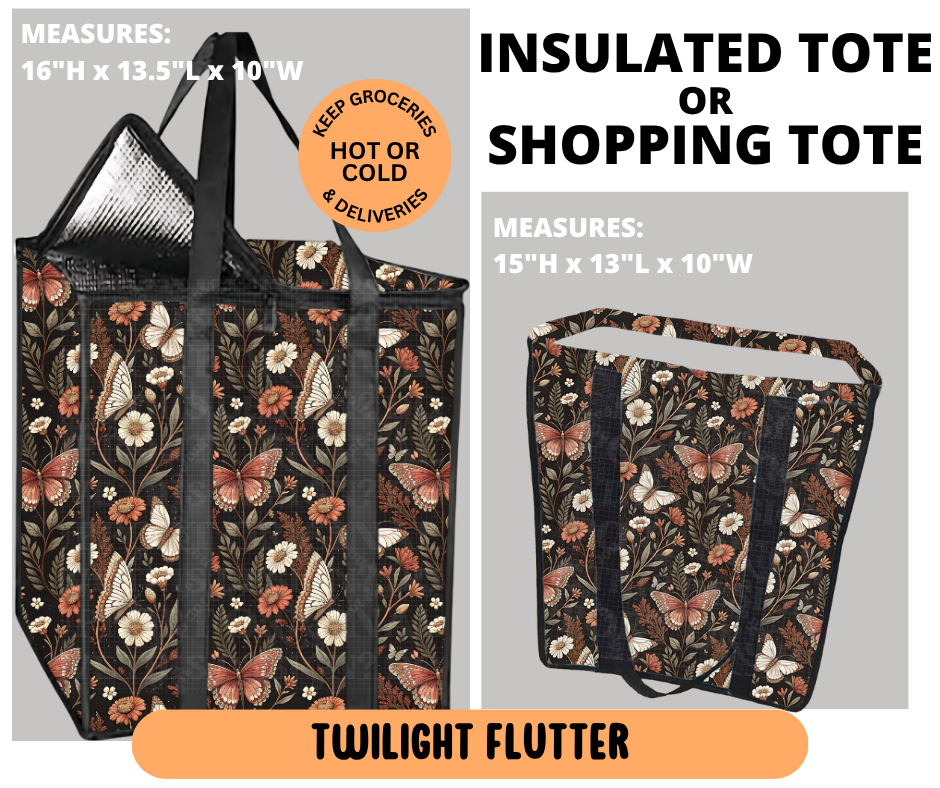 Preorder! Closes 6/29. ETA Sept. Twilight Flutter Shopping & Insulated Tote