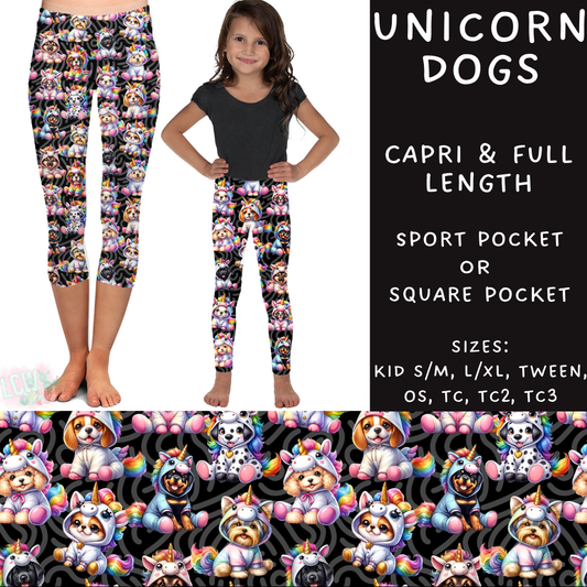 Ready to Ship - Unicorn Dogs Full Length Leggings - TC Square Pocket