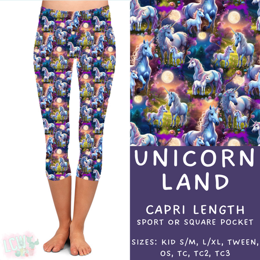 Ready to Ship - Unicorn Land Capri Length Leggings - TC & TC2 Sport Pocket