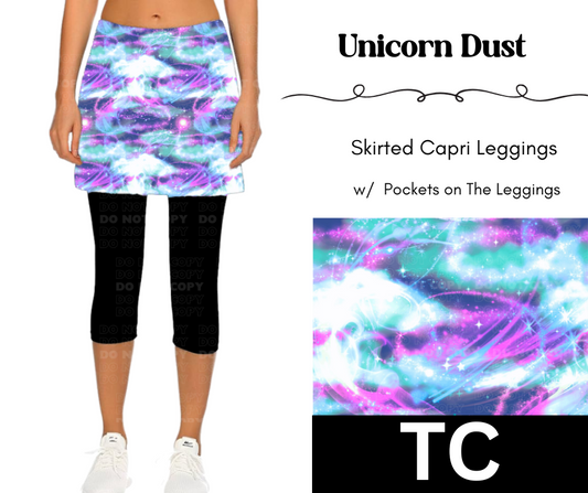 Unicorn Dust Skirted Capri Length Leggings w/ Pockets