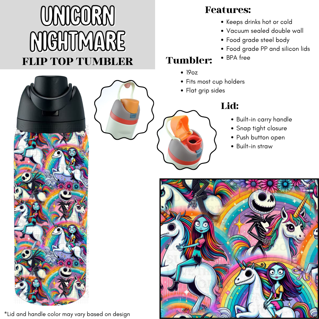 Unicorn Nightmare Flip Top Tumbler