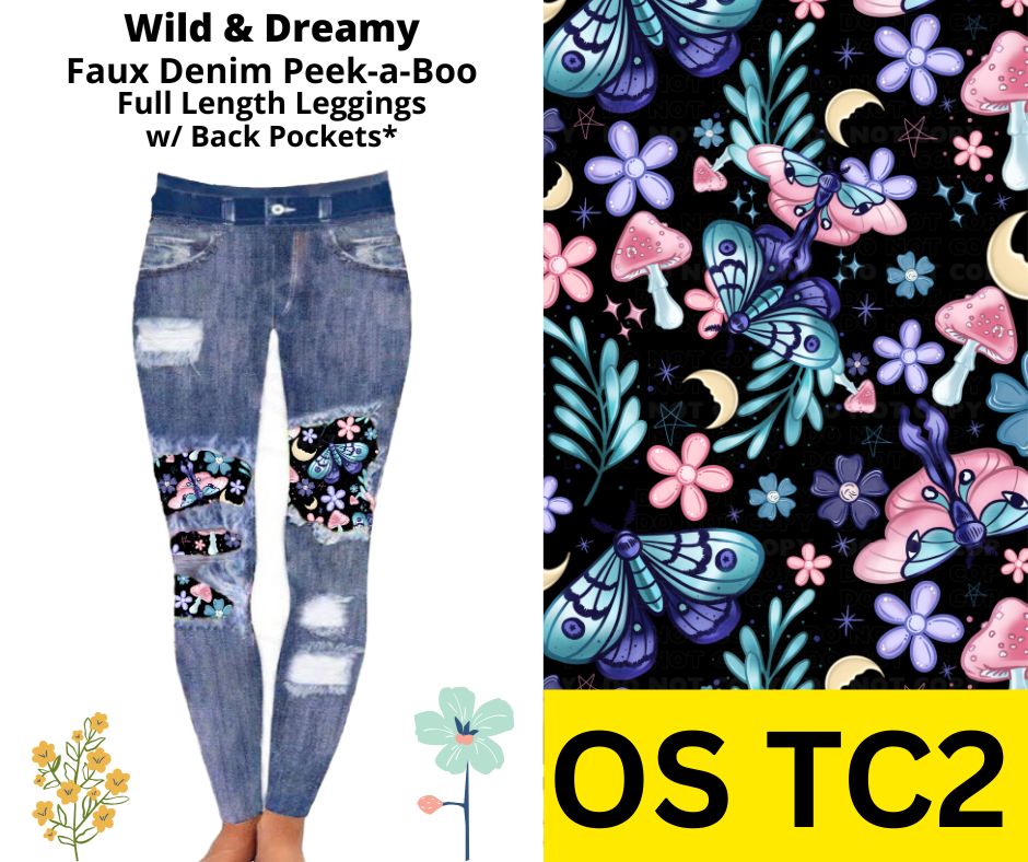 Wild & Dreamy Faux Denim Full Length Peekaboo Leggings