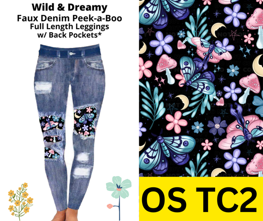 Wild & Dreamy Faux Denim Full Length Peekaboo Leggings