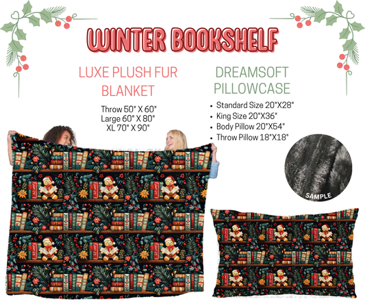 Preorder! Closes 9/3. ETA Dec. Winter Bookshelf Luxe Plush Fur Blanket and/or DreamSoft Pillowcase