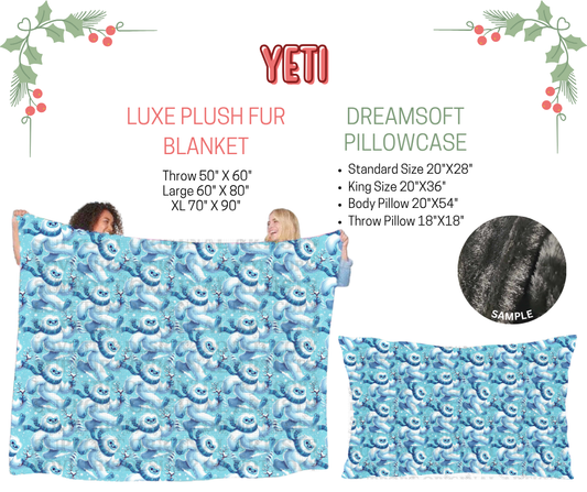 Preorder! Closes 9/3. ETA Dec. Yeti Luxe Plush Fur Blanket and/or DreamSoft Pillowcase
