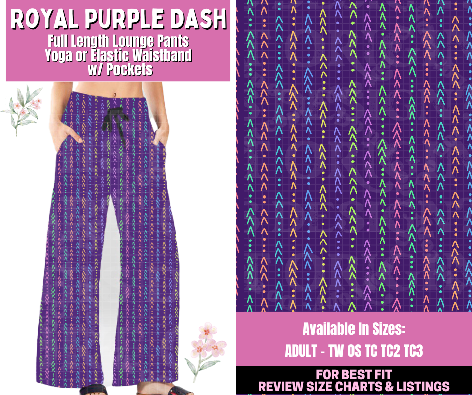 Preorder! Closes 1/12. ETA March. Royal Purple Dash Full Length Lounge Pants