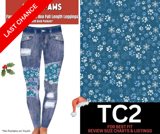 Snow Paws Faux Denim Full Length Peekaboo Leggings