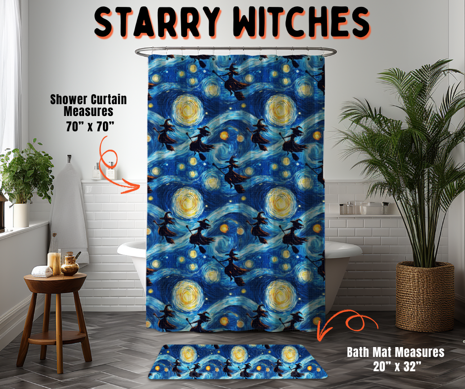 Preorder! Closes 6/10. ETA Sept. Starry Witches Custom Shower Curtain and/or Bath Mat