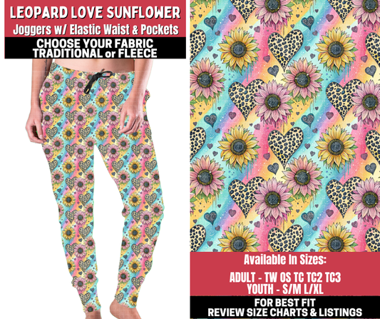 Preorder! Closes 11/13. ETA Jan. Leopard Love Sunflower Joggers Choose Fleece or Traditional