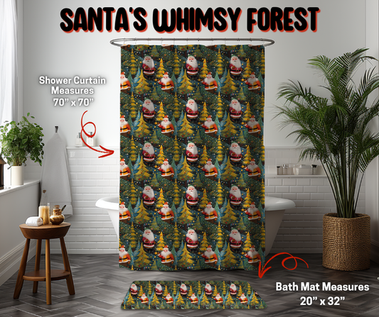 Preorder! Closes 9/8. ETA Dec. Santa's Whimsy Forest Custom Shower Curtain and/or Bath Mat